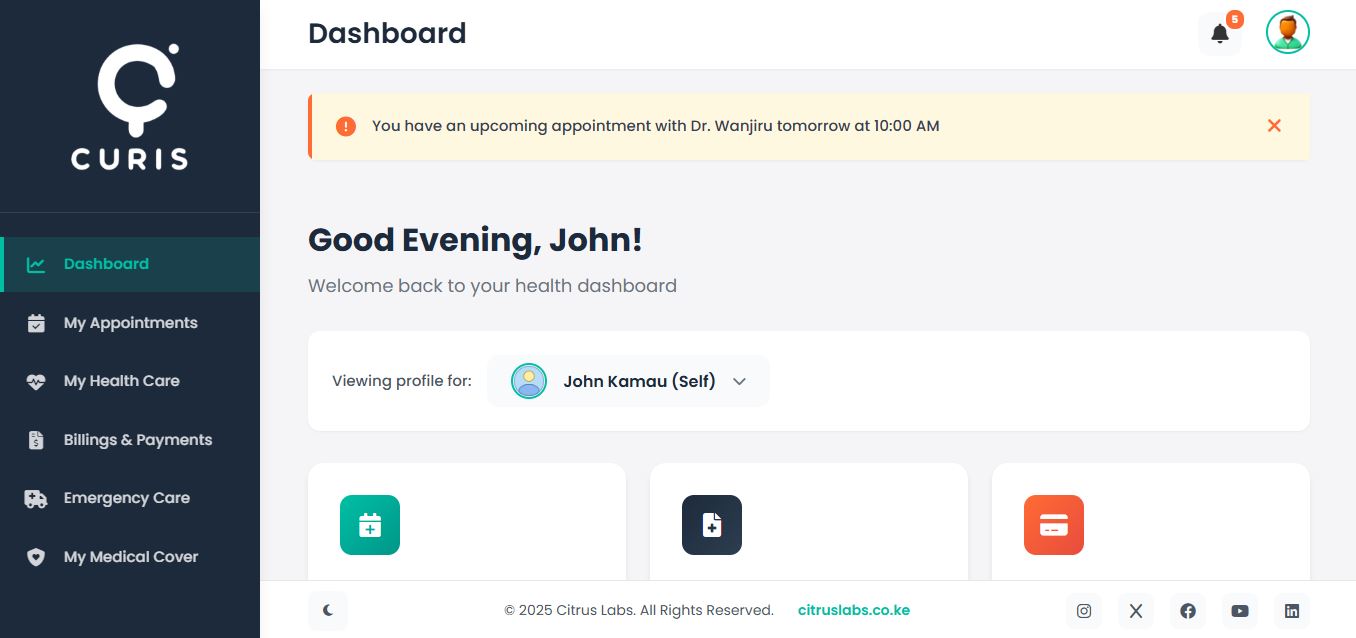 Curis Platform Dashboard